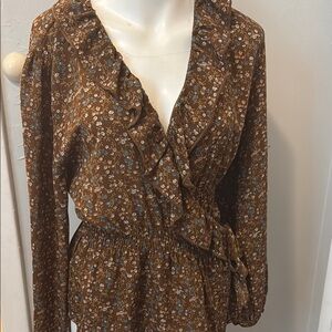 Papaya Brown Floral Top